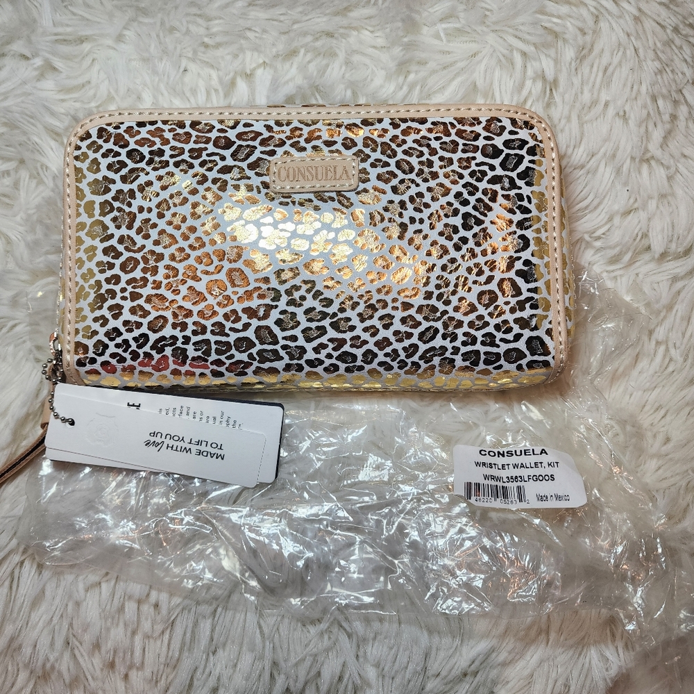 Consuela Gold Leopard Kit Wristlet Wallet